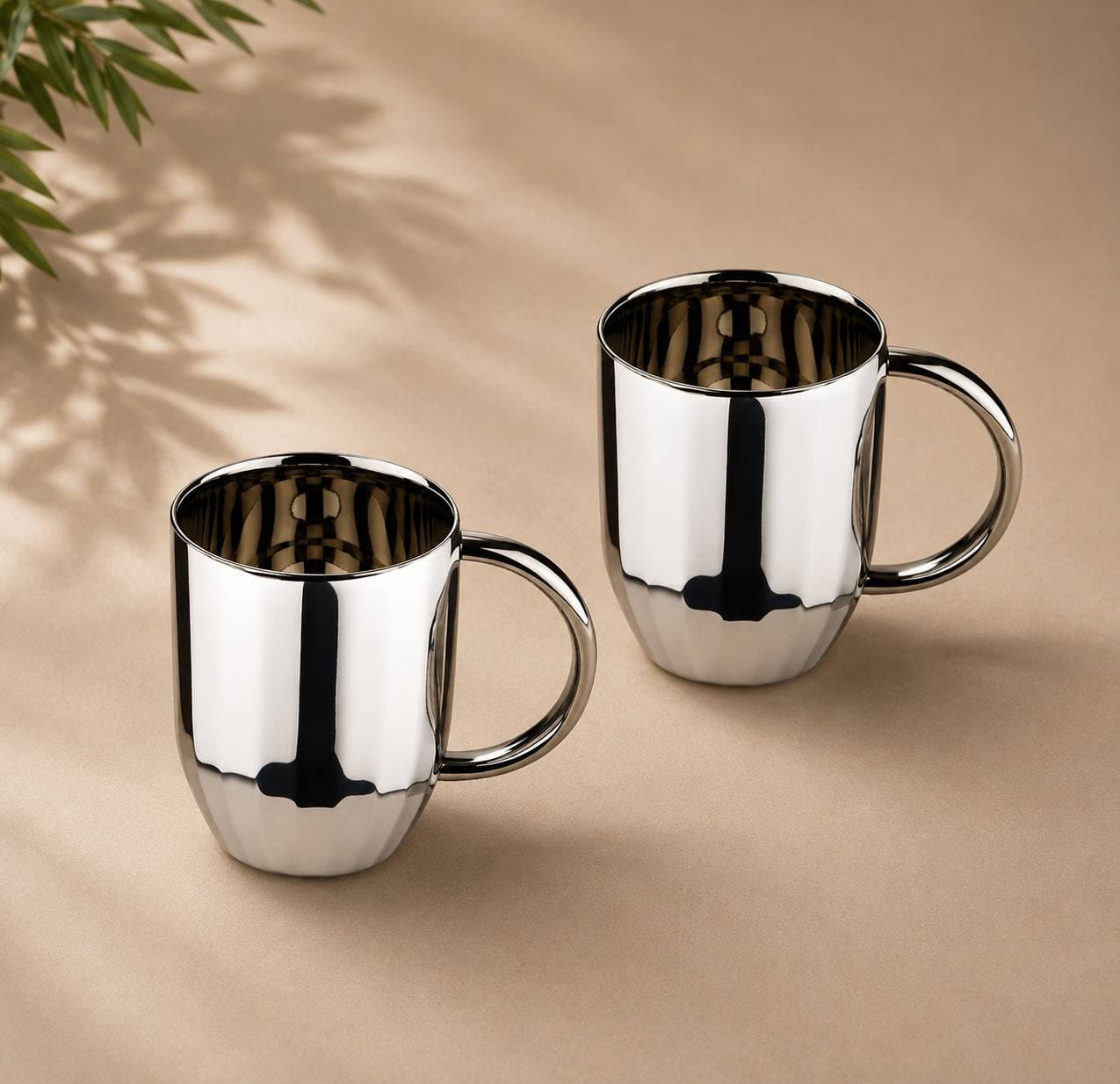 Dome Luxury Stainless Steel Coffee Mugs | Set of 2