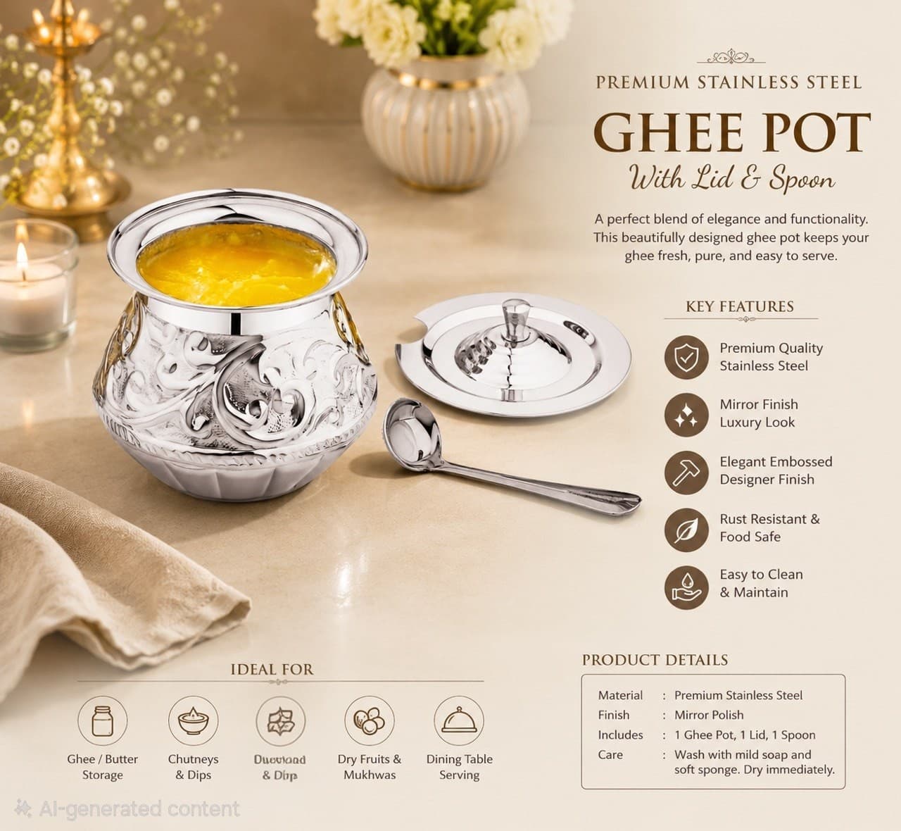 Mukti Ghee Pot | Navneet Patra (500 mL)