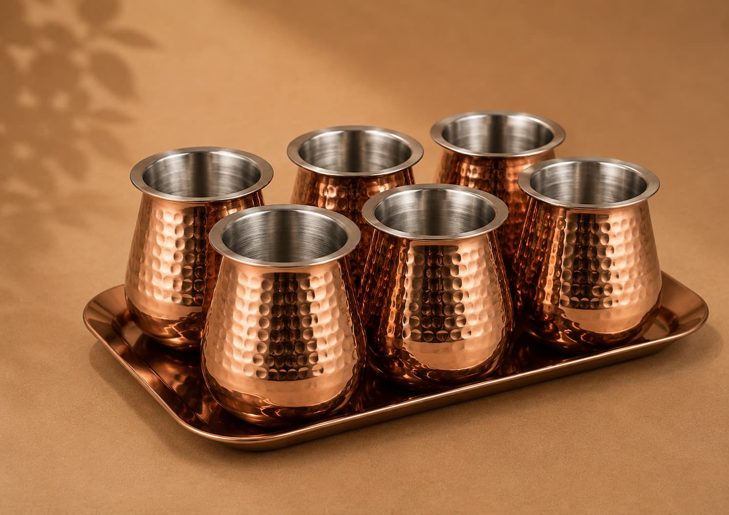 Hammered Lota Set — Rose Gold PVD | Set of 7