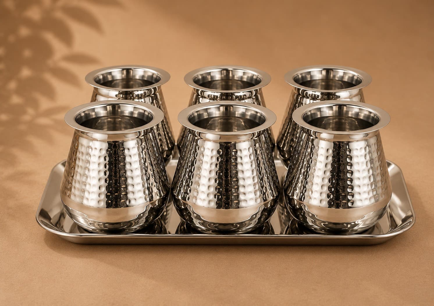 Hammered Lota Set — Steel | Set of 7