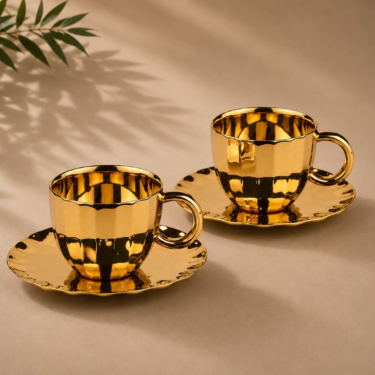 Rhythm Cup & Saucer — Gold PVD | Set of 6